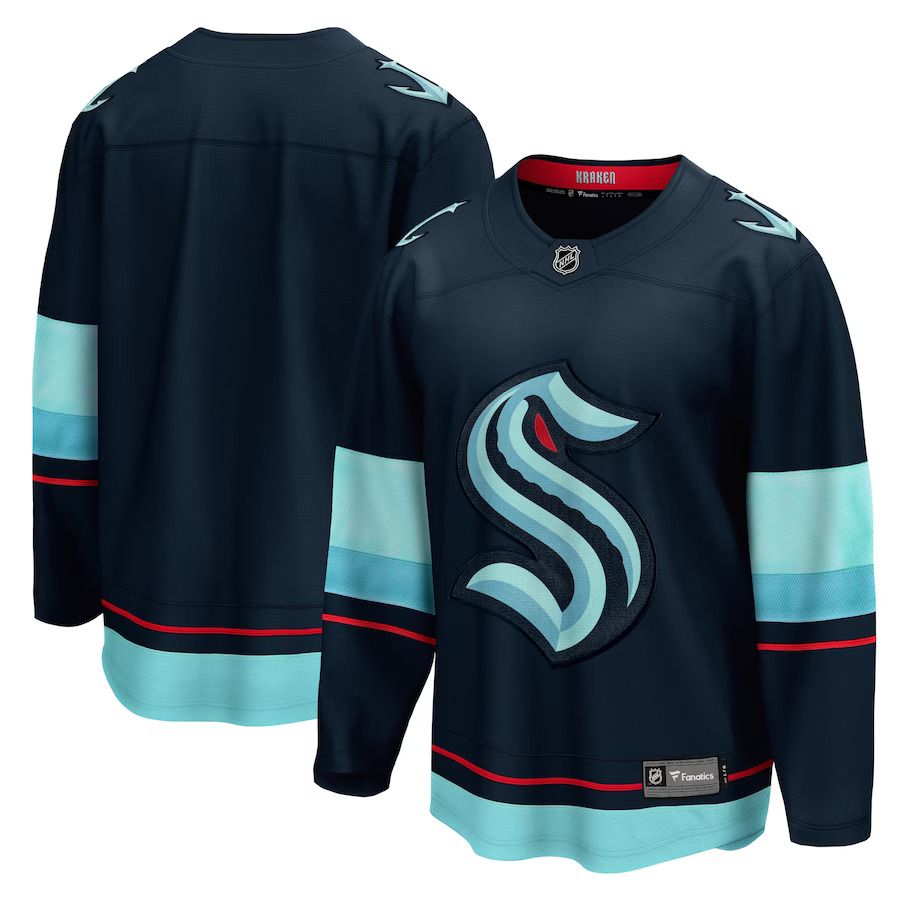 Men Seattle Kraken Fanatics Branded Deep Sea Blue Home Breakaway NHL Jersey->more nhl jerseys->NHL Jersey